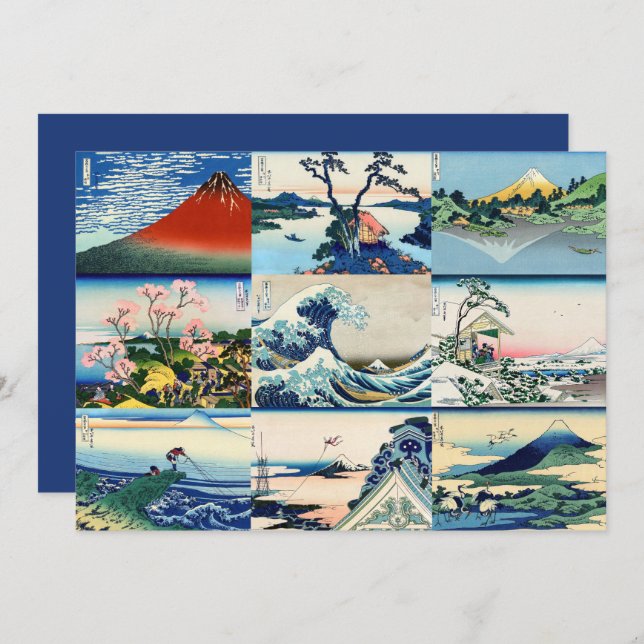 Cartão De Festividades Hokusai - Feliz Ano Novo / 36 Vistas do Monte Fuji (Frente/Verso)
