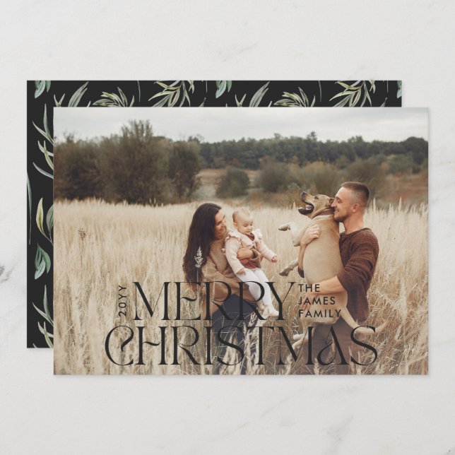 Cartão De Festividades Hol botânico mínimo natural elegante fotográfico (Frente/Verso)