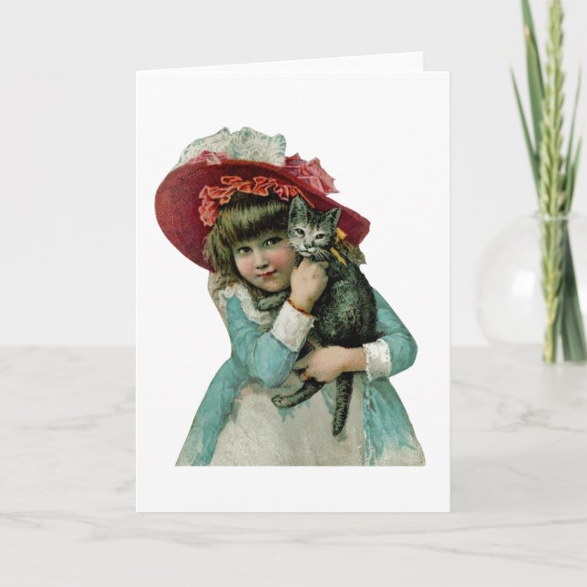 Cartão De Festividades Holding a Christmas Kitten (Frente)