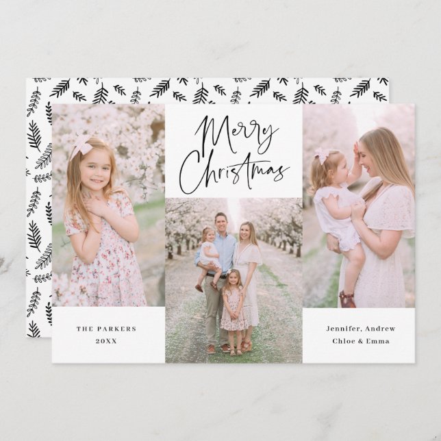 Cartão De Festividades Holi - Colagem de Colagem de Script Preto Minimali (Frente/Verso)