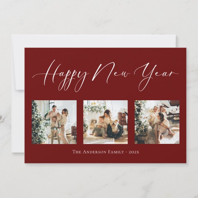 Cartão De Festividades Holi de Colagem de Fotografias Múltiplas Vermelhas (Frente)