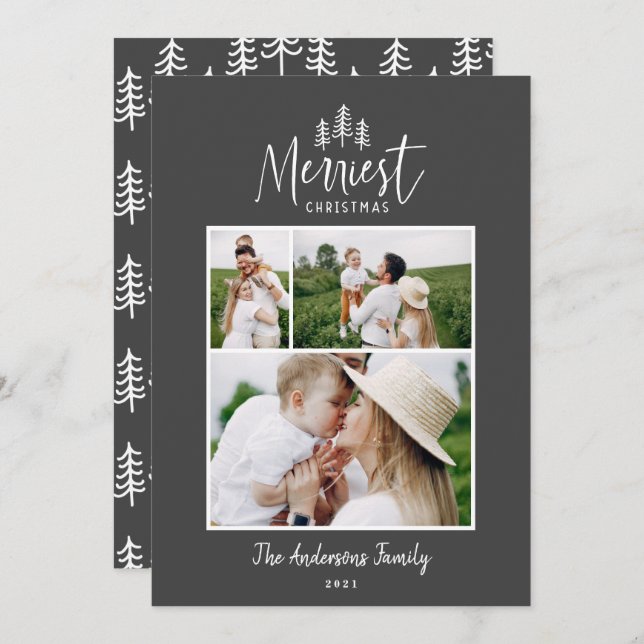 Cartão De Festividades Holida, foto de Natal rústica e moderna (Frente/Verso)