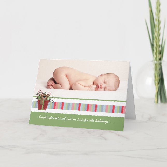 Cartão De Festividades Holiday Baby Bear Folded Photo Card (Frente)