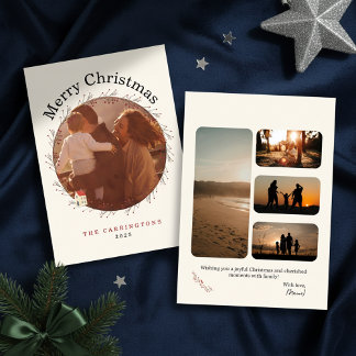 Cartão De Festividades Holiday Berry Branch Christmas Photo Holiday Card