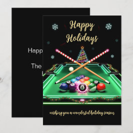 Cartão De Festividades Holiday Billiard player Christmas Cards