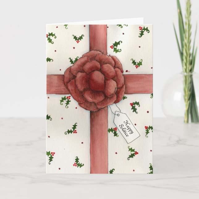 Cartão De Festividades Holiday Bow Solstice Card (Frente)