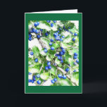 Cartão De Festividades Holiday Card (Dusting of Snow on Sapphire Berries)<br><div class="desc">The image is my photo of bright blue sapphire berries,  with a dusting of snow (digitally added).  For all winter holidays.</div>