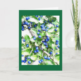 Cartão De Festividades Holiday Card (Dusting of Snow on Sapphire Berries)