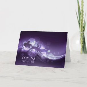 Cartão De Festividades Holiday Card - Santa Sleigh Abstract Purple