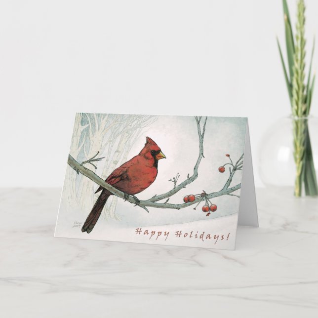 Cartão De Festividades Holiday Cardinal Greeting Card (Frente)