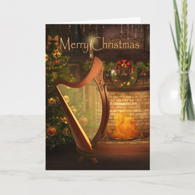 Cartão De Festividades Holiday Celtic Harp Card (Frente)