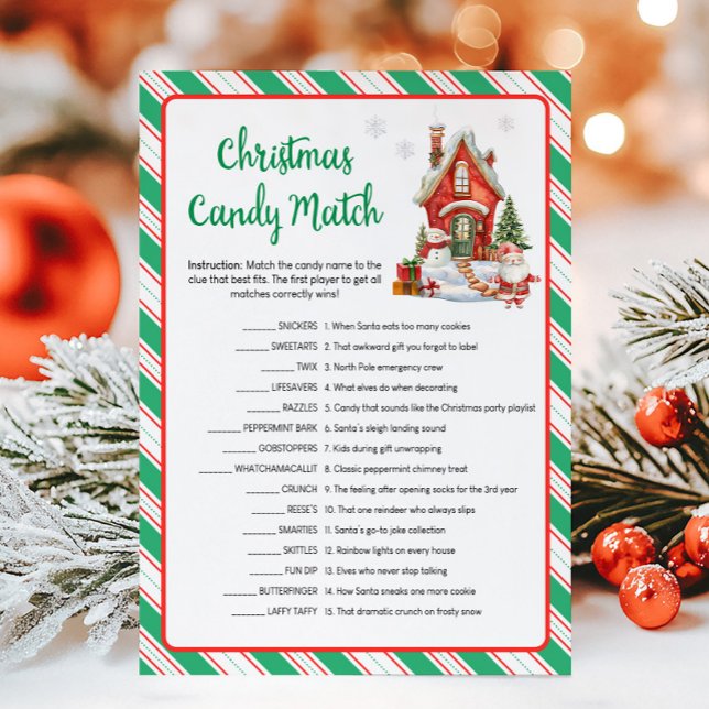 Cartão De Festividades Holiday Christmas Party Candy Match Game (Christmas Party Games)