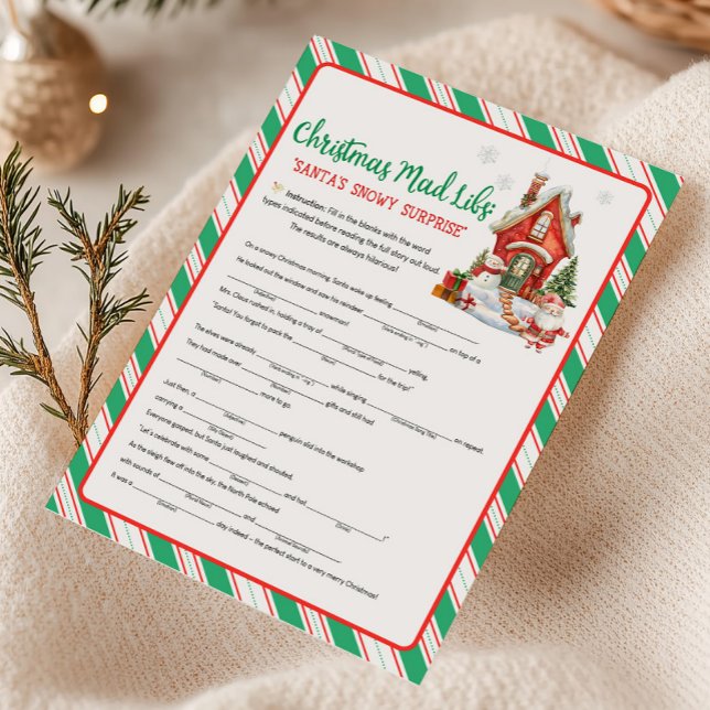 Cartão De Festividades Holiday Christmas Party Mad Libs Game (Christmas Party Games)