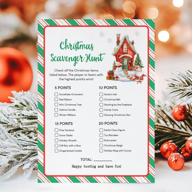 Cartão De Festividades Holiday Christmas Party Scavenger Hunt Game (Christmas Party Games)