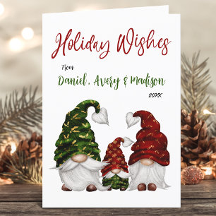 Cartão De Festividades Holiday Deseja A Família Rustic Calliografia Gnomo