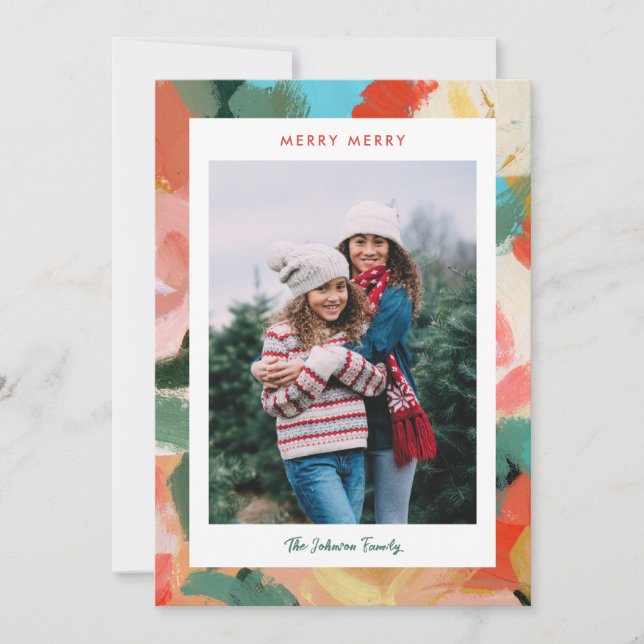 Cartão De Festividades Holiday Floral Painted Border  (Frente)