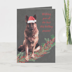 Cartão De Festividades Holiday German Shepherd Watercolor