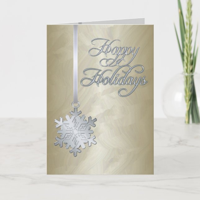 Cartão De Festividades Holiday Gold Foil Silver Snowflake Card (Frente)