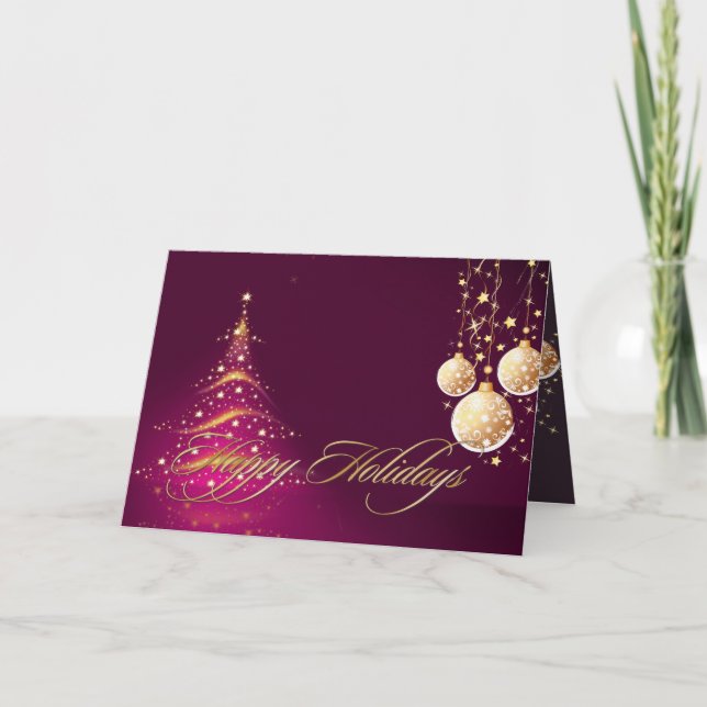 Cartão De Festividades Holiday Greeting Cards, Christmas Tree+Ornaments (Frente)