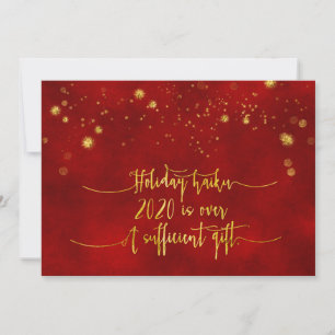 Cartão De Festividades HOLIDAY HAIKU CARD   Red Gold Foil Script Funny