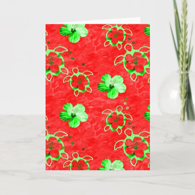 Cartão De Festividades Holiday Honu Turtles (Frente)