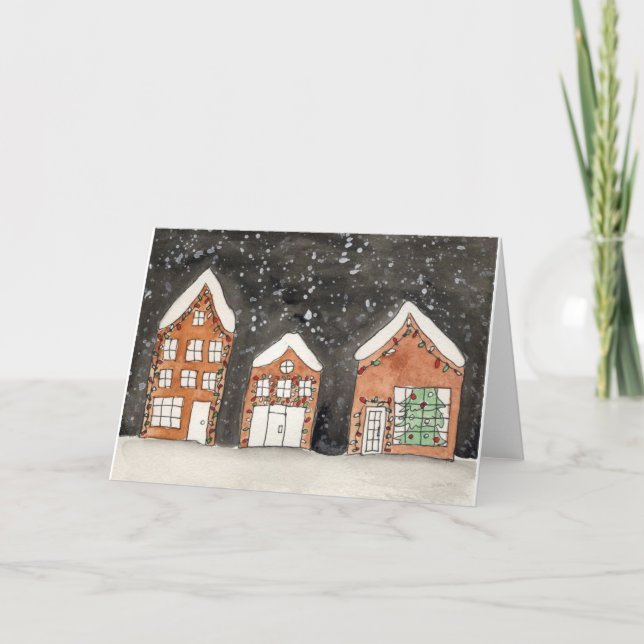 Cartão De Festividades Holiday Houses (Frente)