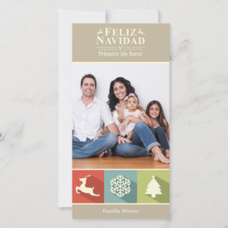 Cartão De Festividades Holiday Icons Feliz Navidad (Beige)