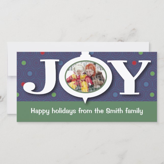 Cartão De Festividades Holiday joy blue photocard (Frente)
