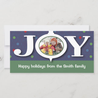 Cartão De Festividades Holiday joy blue photocard