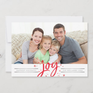 Cartão De Festividades HOLIDAY JOY FOTO modernos e simples faíscas verme