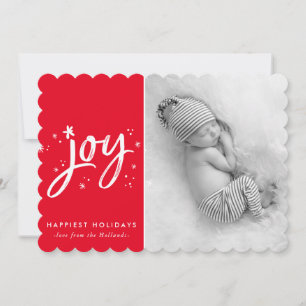 Cartão De Festividades HOLIDAY JOY FOTO modernos faíscas roxas e festiva