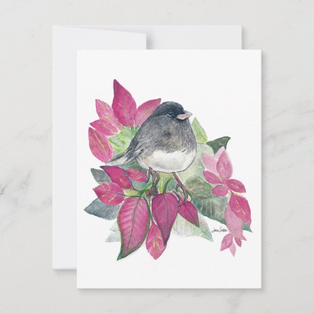 Cartão De Festividades Holiday Junco Bird Art (Frente)