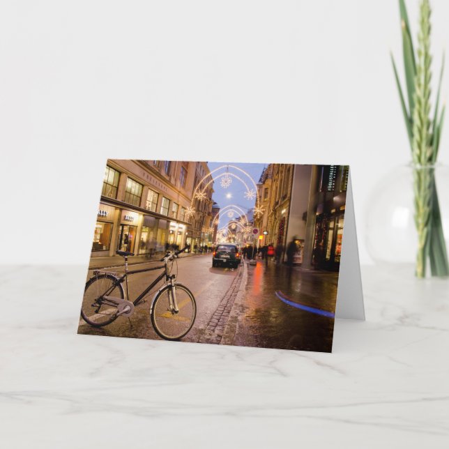 Cartão De Festividades Holiday Lights in Basel, Switzerland (Frente)