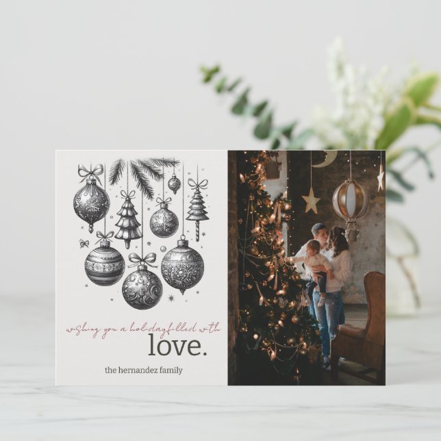 Cartão De Festividades Holiday Love (Em pé/Frente)