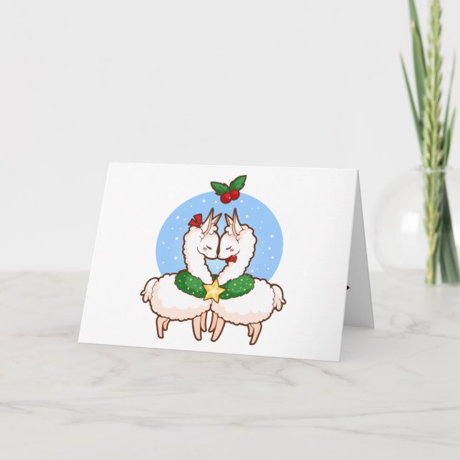Cartão De Festividades Holiday Love Llamas (Frente)