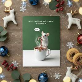 Cartão De Festividades Holiday Mouse Oops Stirring Cup Funny Xmas Card