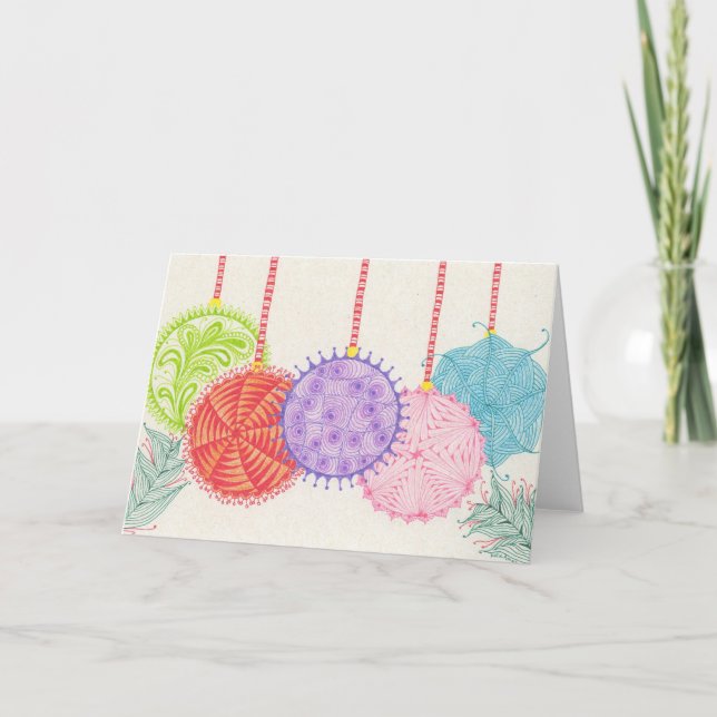 Cartão De Festividades Holiday Ornaments (Frente)