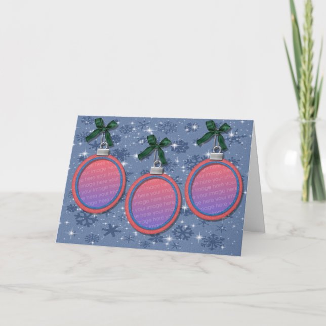 Cartão De Festividades Holiday Ornaments Photo Frame Card (Frente)