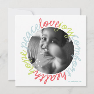 Cartão De Festividades Holiday Peace Love Joy Photo Card
