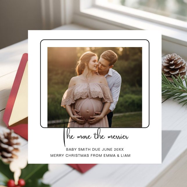 Cartão De Festividades Holiday Pregnancy Reveal announcement Card (Criador carregado)