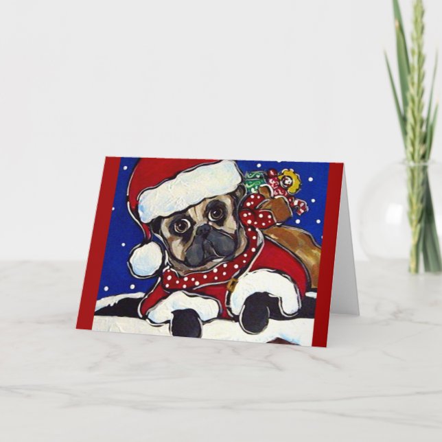 Cartão De Festividades Holiday Pug (Frente)