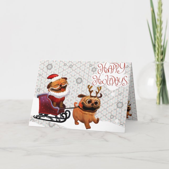 Cartão De Festividades Holiday PuGreeting Card (Frente)