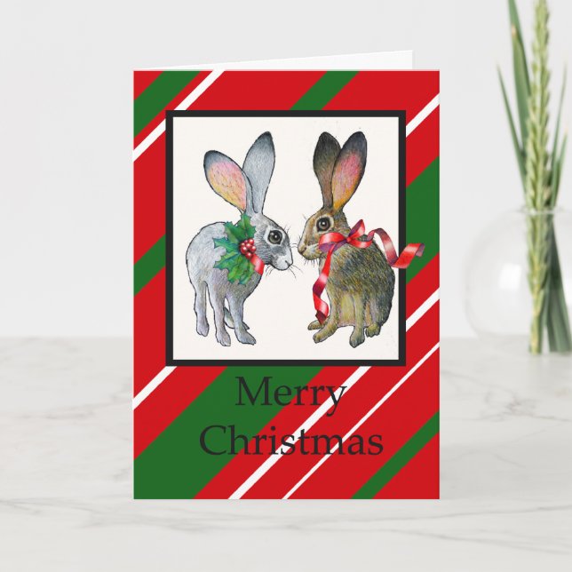 Cartão De Festividades Holiday Rabbits Greeting Card (Frente)