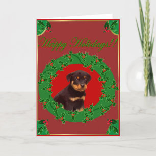 Cartão De Festividades Holiday Rottweiler greeting card