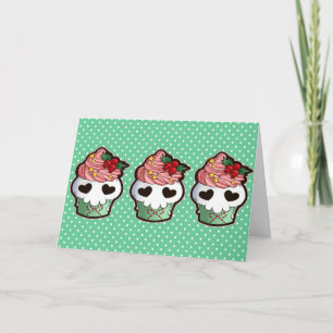 Cartão De Festividades Holiday Skull Cupcake Greeting Card