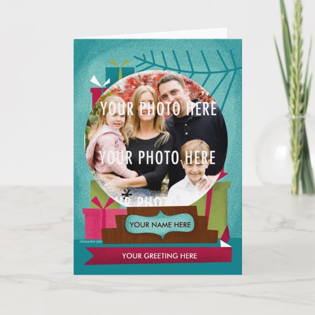 Cartão De Festividades Holiday Snow Globe :  A Custom Photo Holiday Card (Frente)