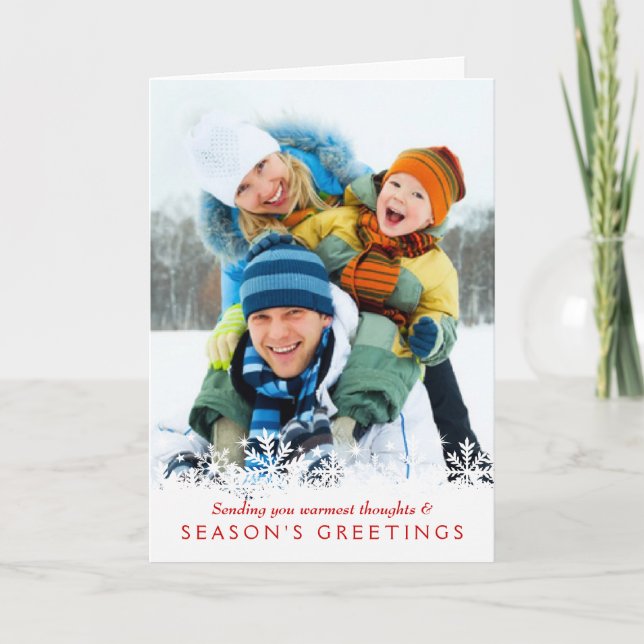 Cartão De Festividades Holiday Snowflake Full-bleed Photo Greeting Card (Frente)