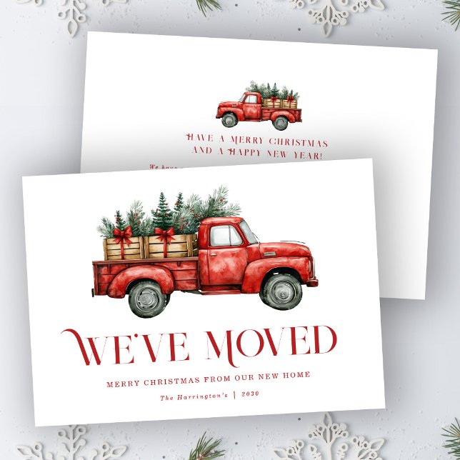 Cartão De Festividades Holiday Truck Moving New Home Announcement Card (Criador carregado)