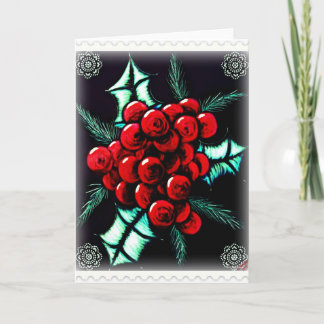 Cartão De Festividades Holly Berries Card