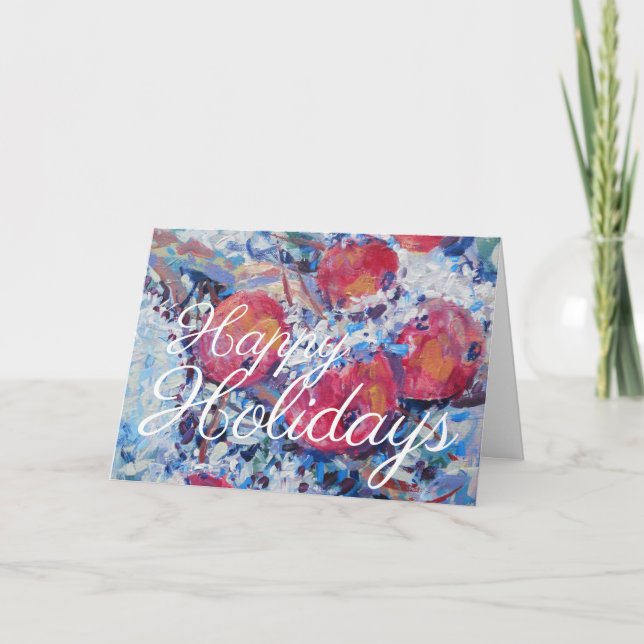 Cartão De Festividades Holly Berries e Flocos de Neve #121107 (Frente)